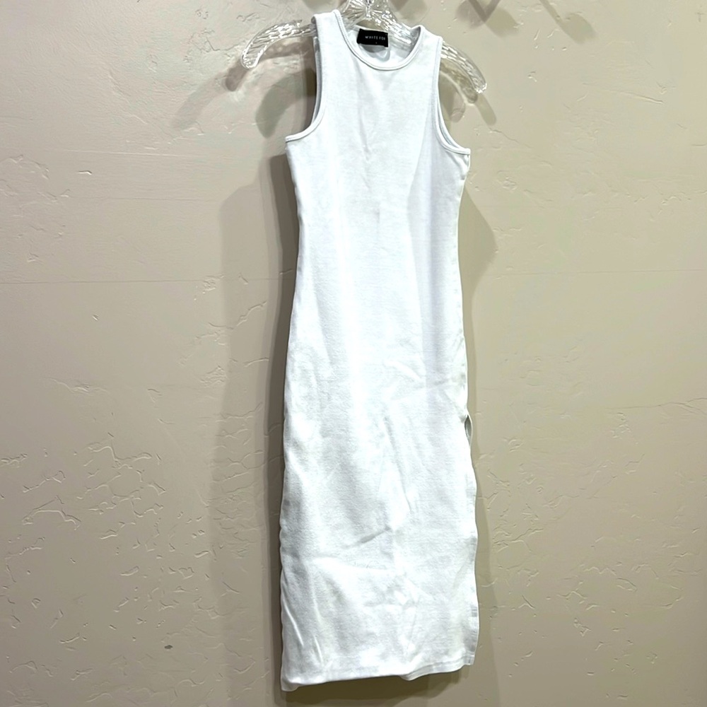 WhiteFox ribbed white tank fitted dress small